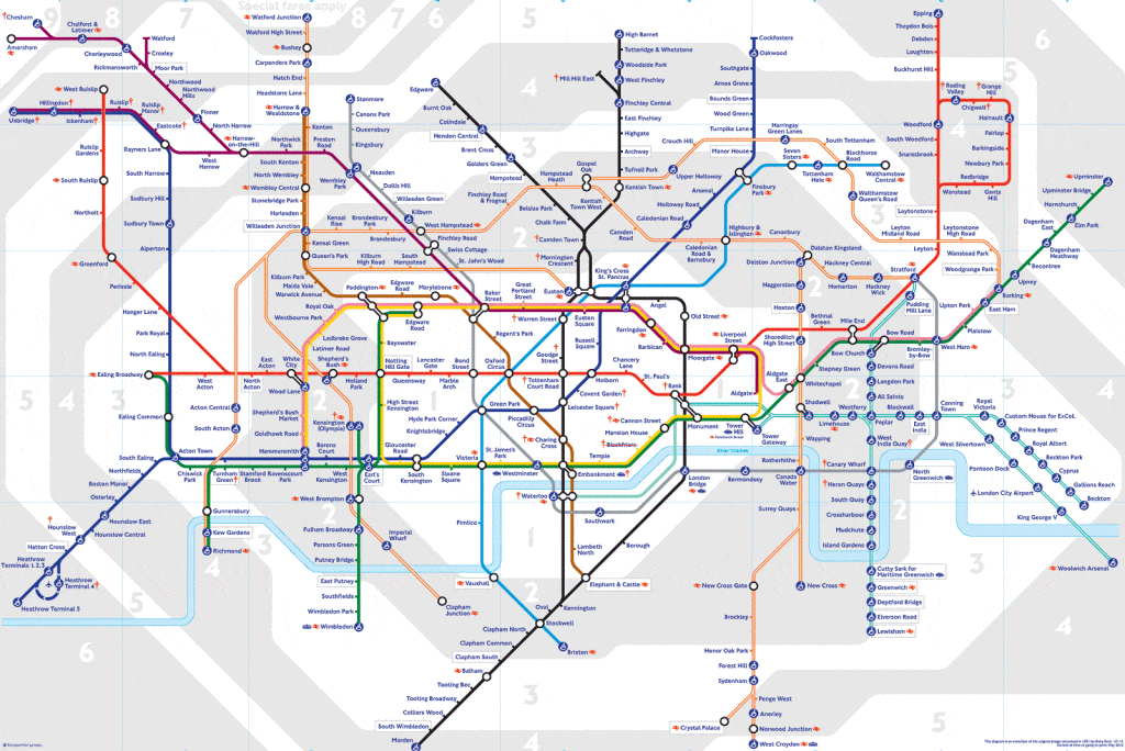 Mapa staníc a liniek Londýnskeho metra
